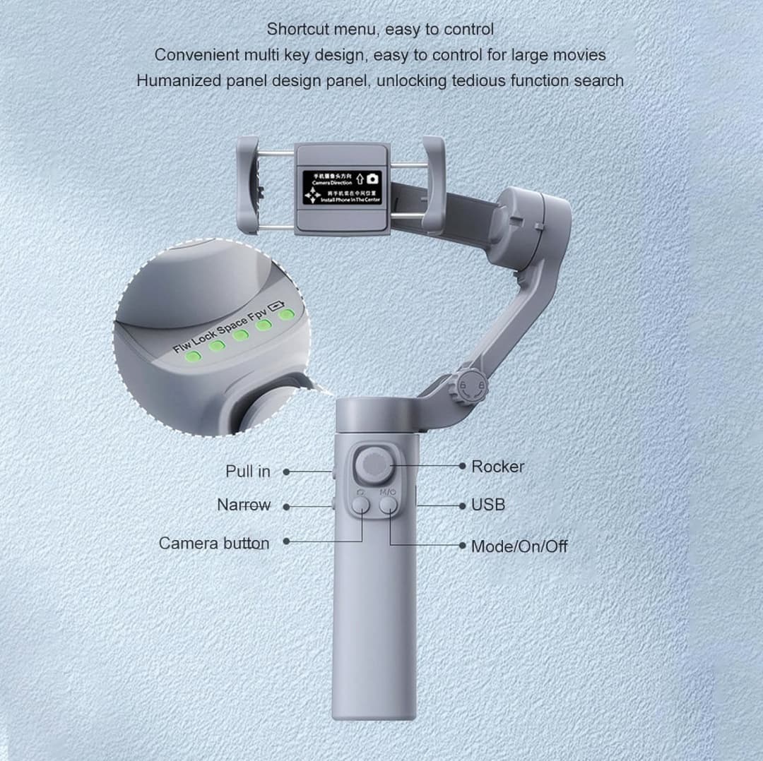 3-Axis Foldable Smartphone Gimbal Stabilizer with Tripod
