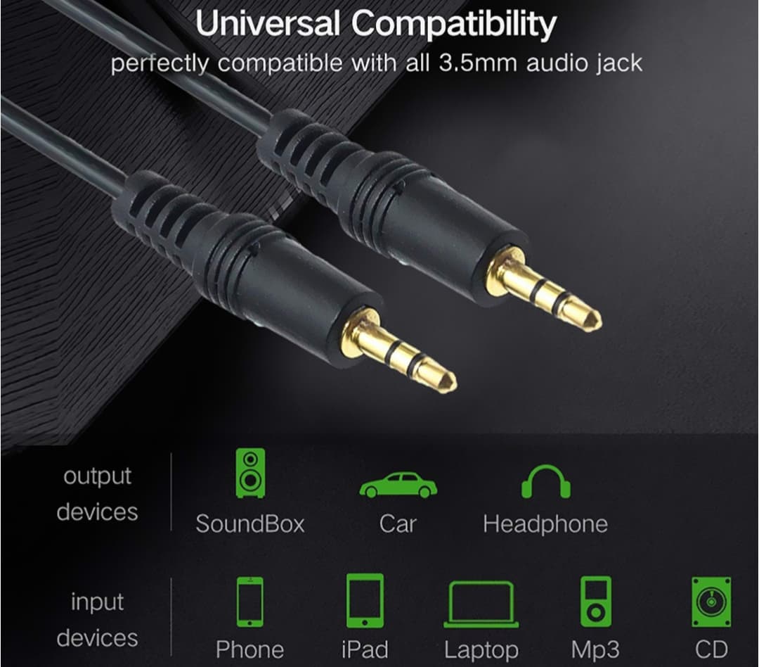 Devaji 3.5mm Aux Cable – 1.5m, Black