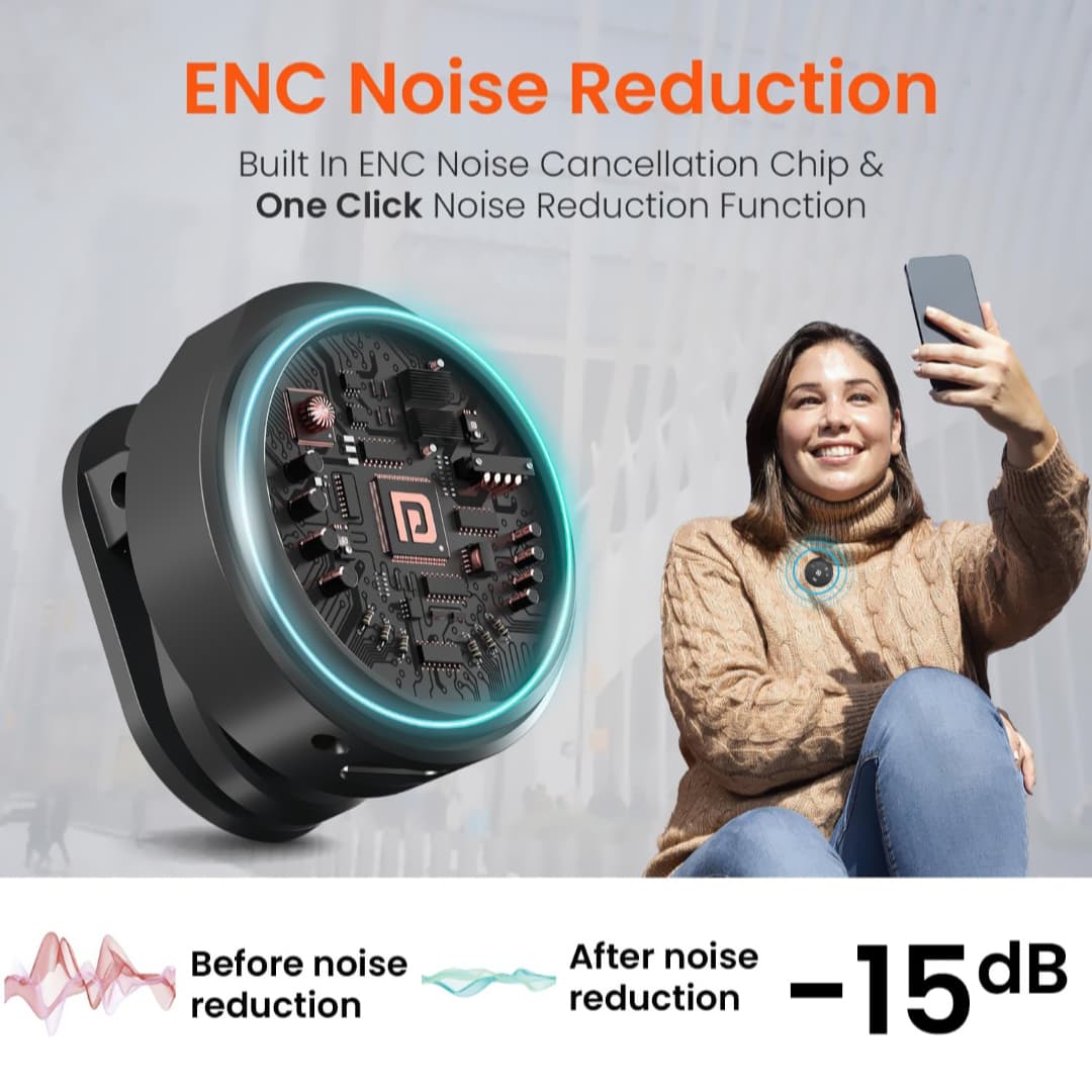 Dual Wireless Lapel Microphone with ENC Noise Cancellation, 30M Range, Digital Display & Charging Case