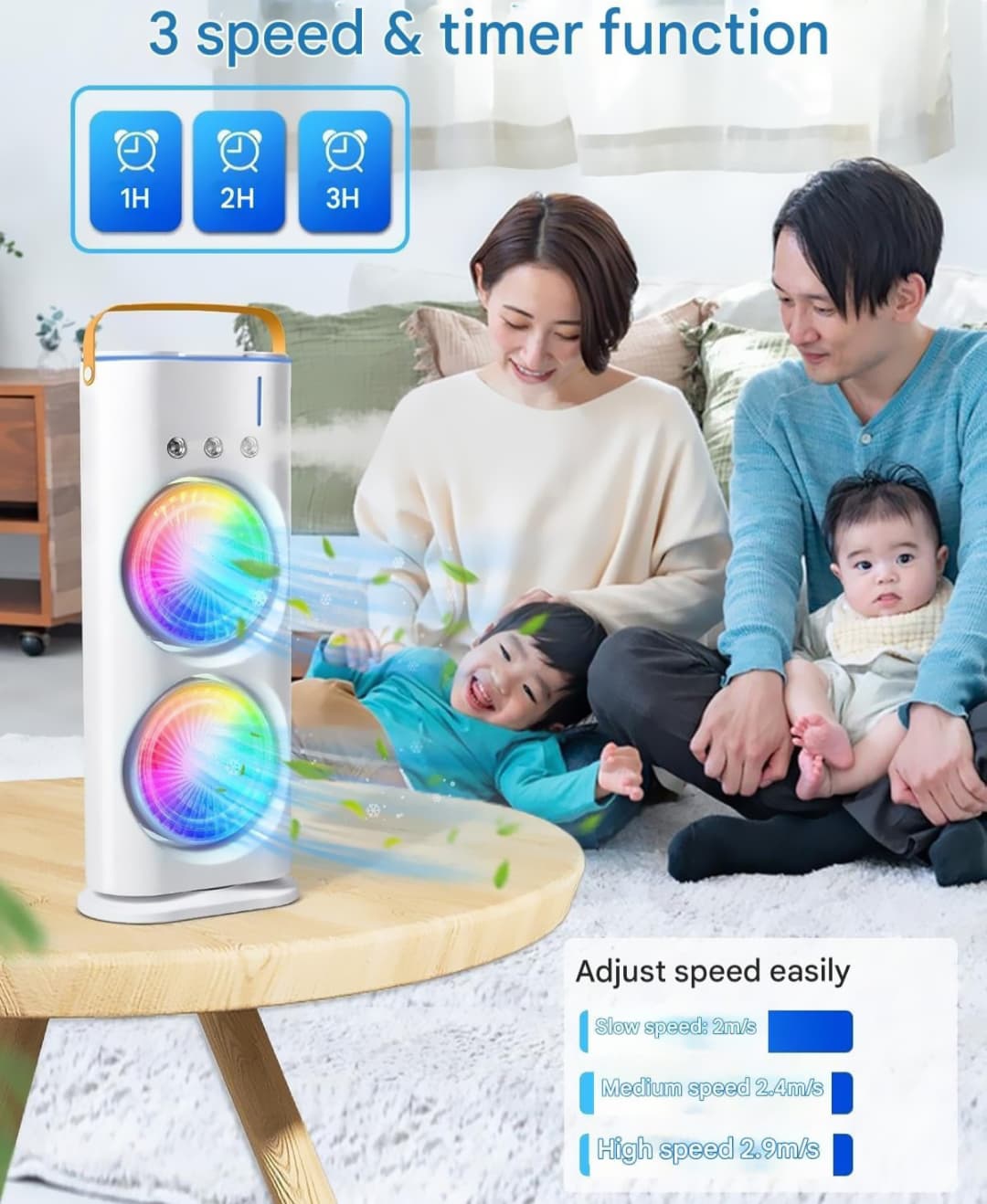 Double-Ended Spray Fan with LED Light & Remote Control