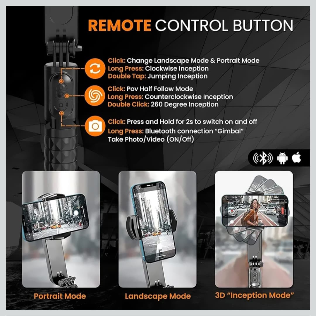 Q09 Gimbal Stabilizer Selfie Stick Tripod
