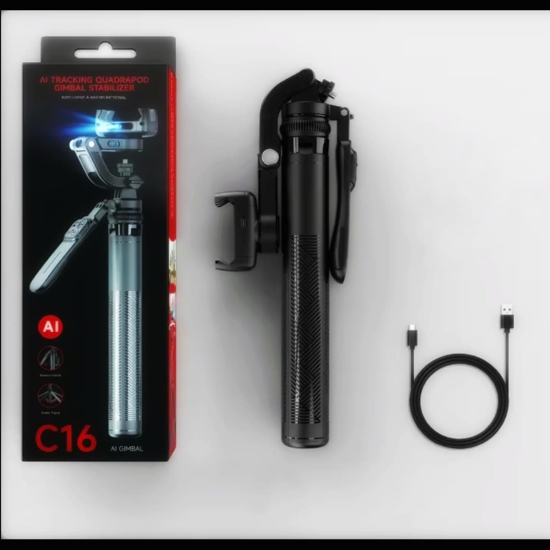 C16 AI Gimbal – 360° Smart Tracking | Auto Face/Object Recognition