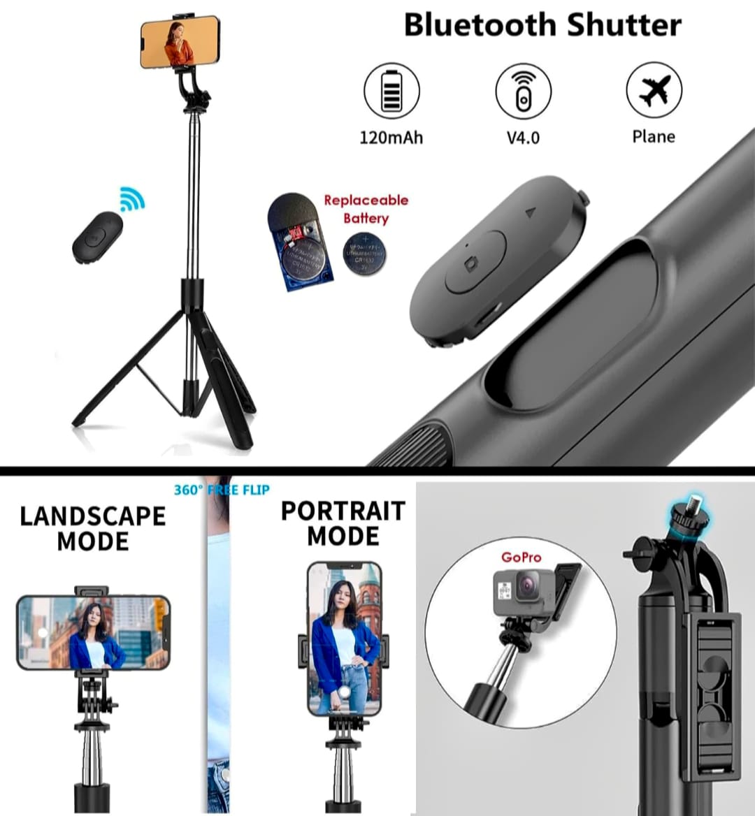 Q06 4-in-1 Bluetooth Selfie Stick Tripod – 62" Extendable