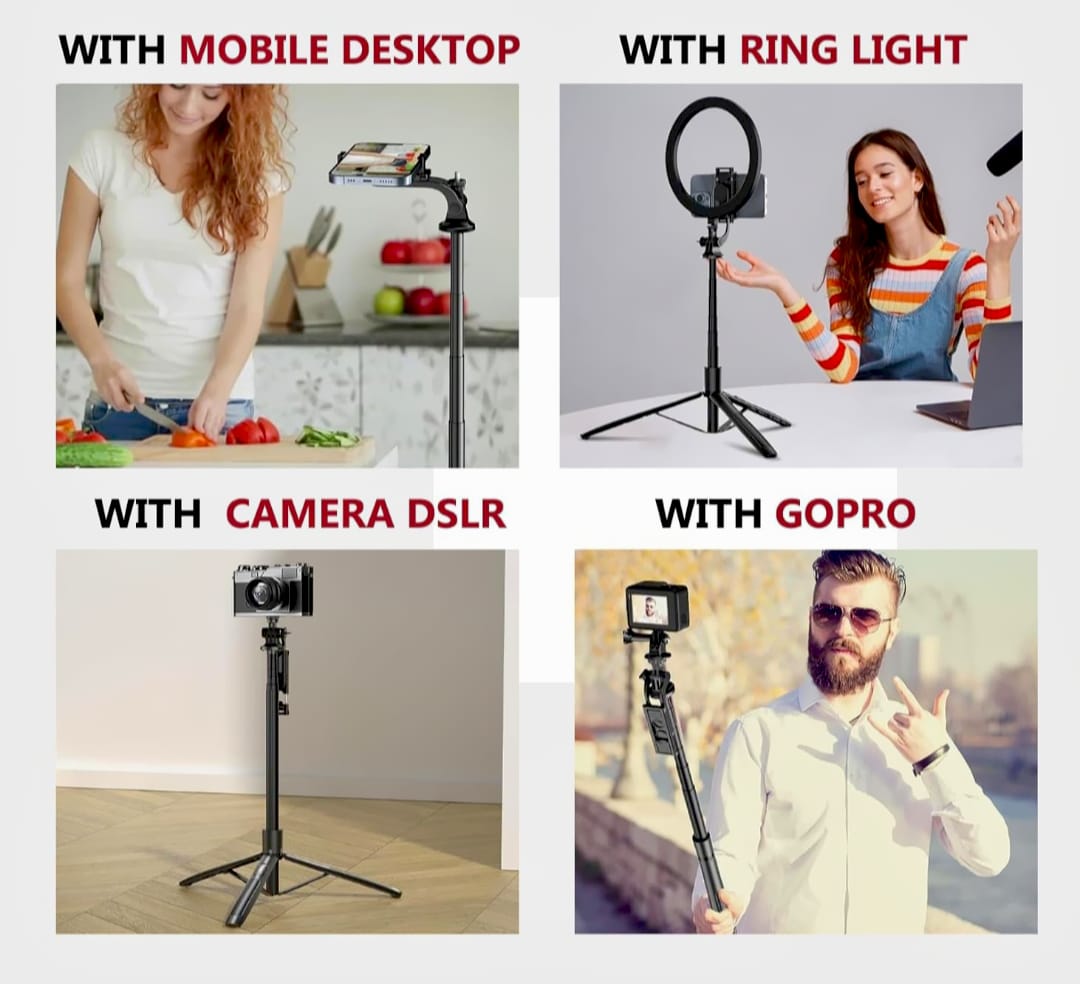 Q06 4-in-1 Bluetooth Selfie Stick Tripod – 62" Extendable