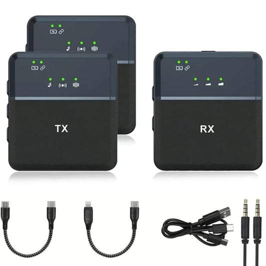 SX9 Wireless Microphone (2 Transmitters + 1 Receiver) – For PC, iPhone, USB-C & Camera