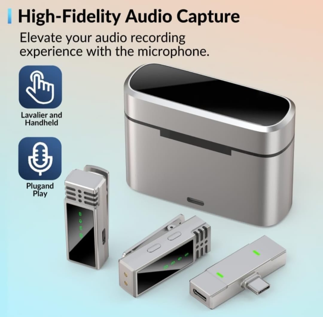 MW-1 Dual Wireless Lavalier Microphone with Charging Case – USB-C/Type-C