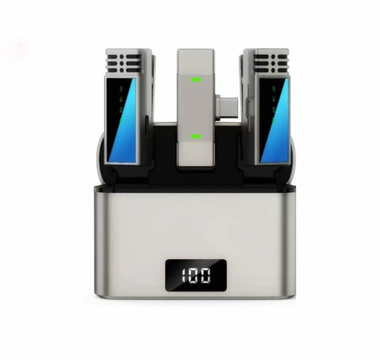 MW-1 Dual Wireless Lavalier Microphone with Charging Case – USB-C/Type-C