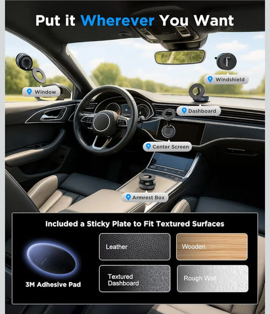 Vacuum Magnetic Foldable Mobile Holder (360° Rotatable)