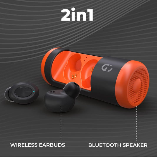 Twinbod 2.0 2-in-1 Wireless Earbuds & Bluetooth Speaker - Orange