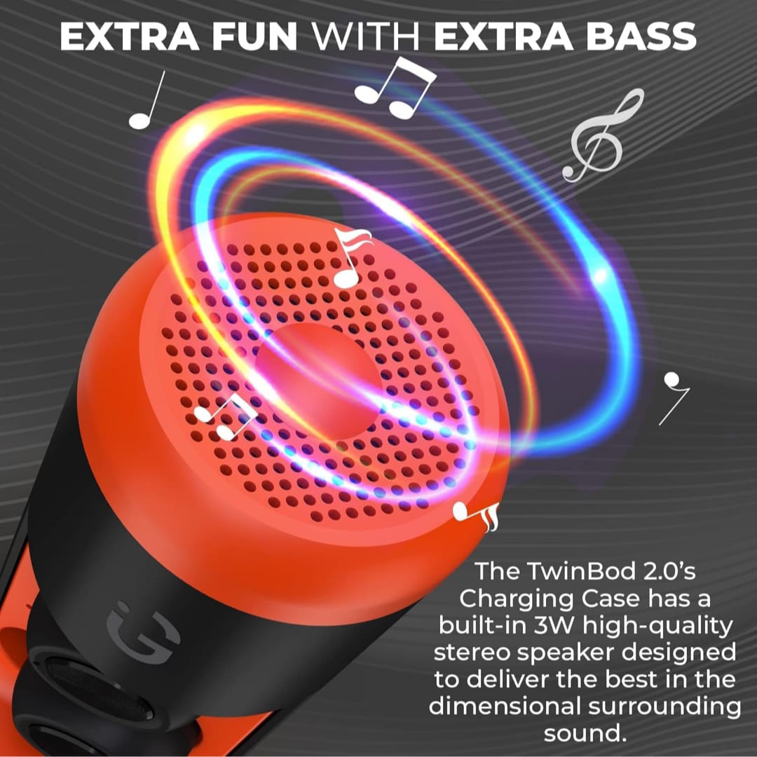 Twinbod 2.0 2-in-1 Wireless Earbuds & Bluetooth Speaker - Orange