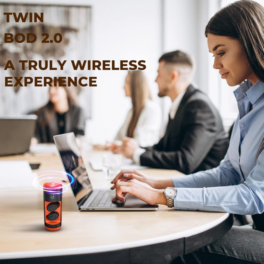 Twinbod 2.0 2-in-1 Wireless Earbuds & Bluetooth Speaker - Orange