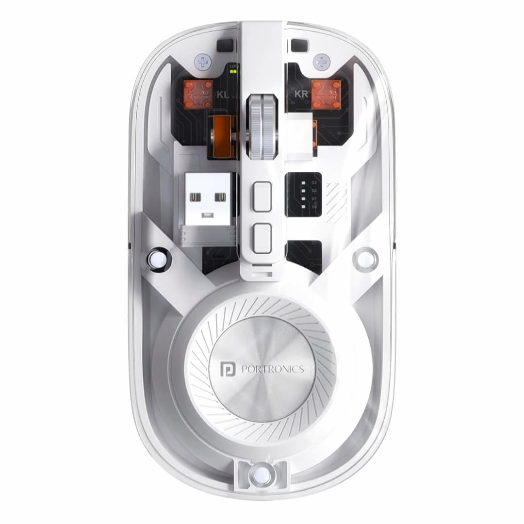 Transparent Wireless Bluetooth Mouse with Dual Connectivity & Rechargeable Battery (White)