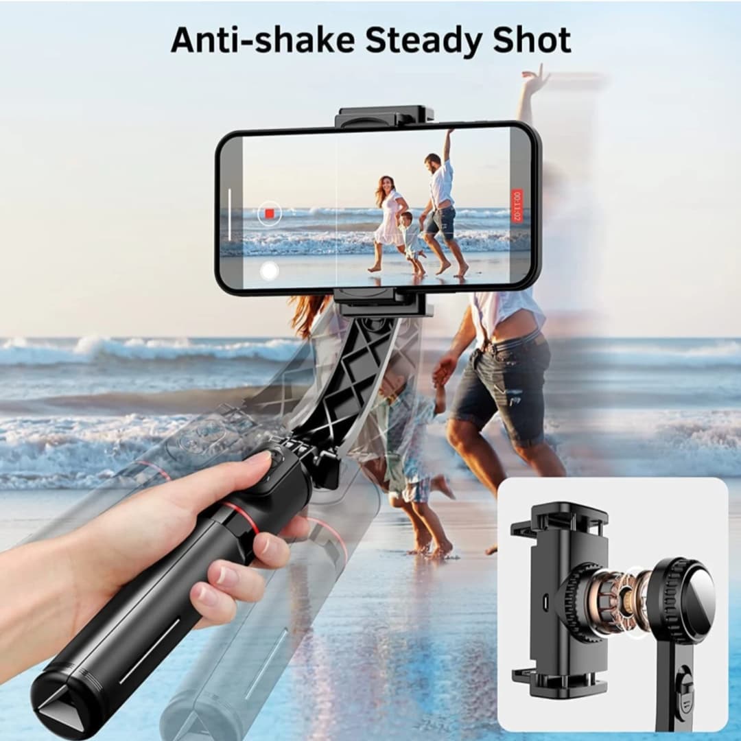 L19 Mobile Gimbal Stabilizer with Wireless Remote, Extendable Selfie Stick & Tripod