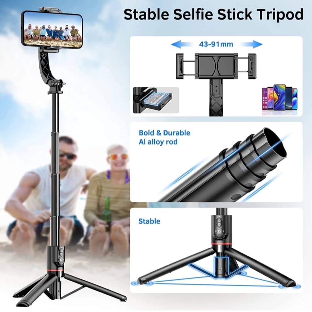 L19 Mobile Gimbal Stabilizer with Wireless Remote, Extendable Selfie Stick & Tripod