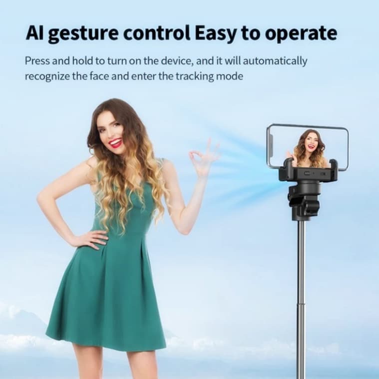 C10 Handheld Phone Stabilizer Gimbal – AI Face Tracking & 360° Rotation