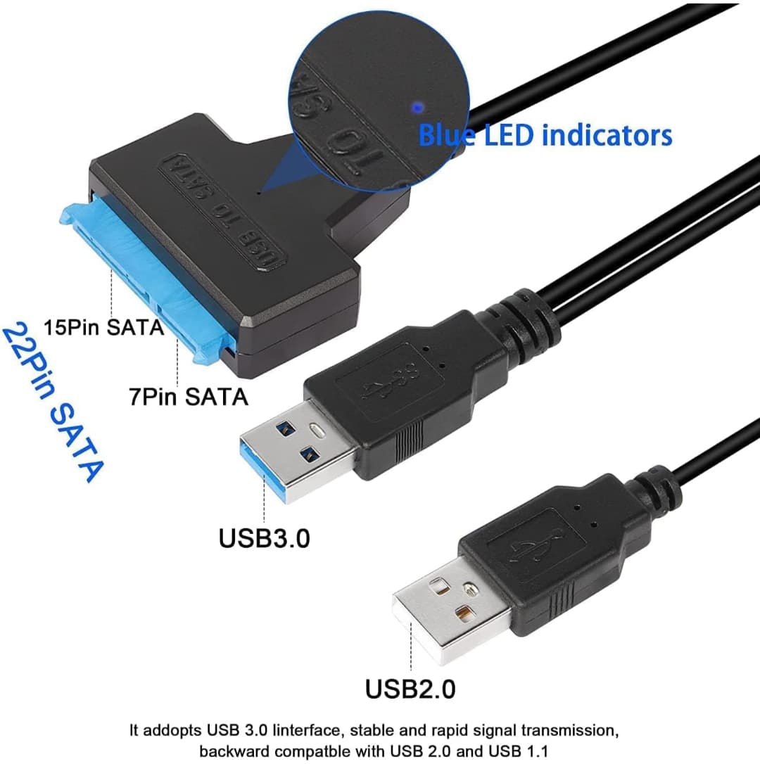 USB 3.0 to SATA Adapter – Supports 2.5"/3.5" HDD & SSD