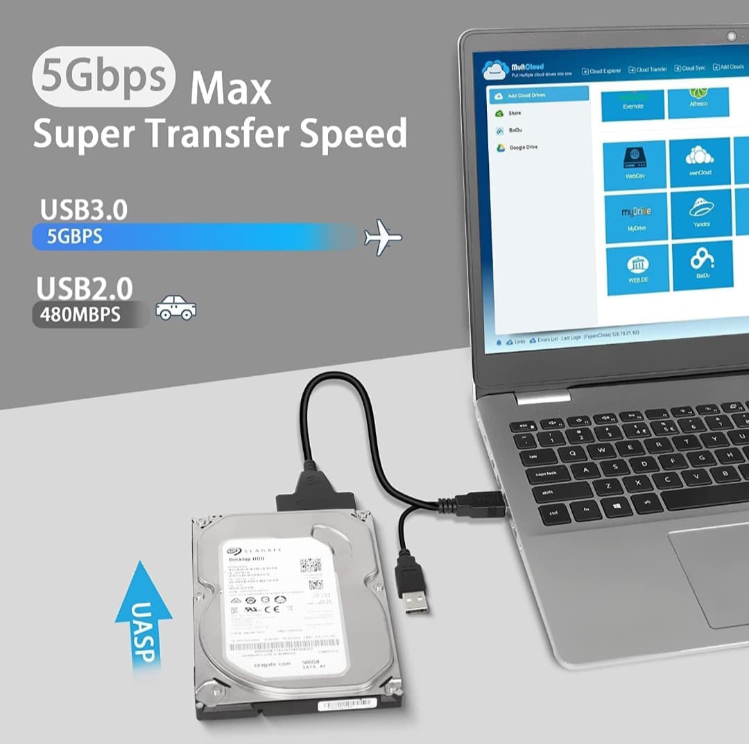 USB 3.0 to SATA Adapter – Supports 2.5"/3.5" HDD & SSD