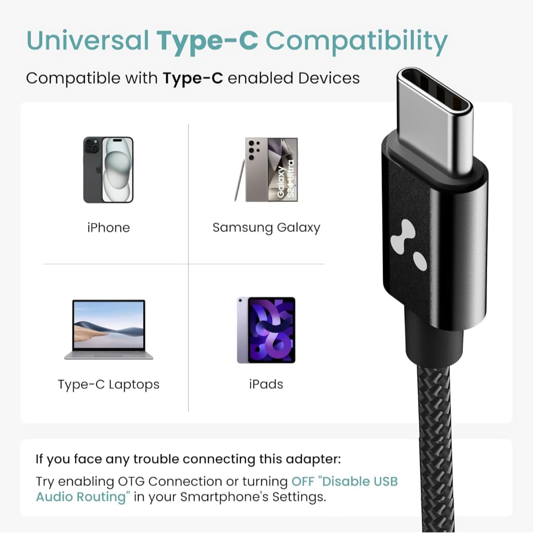 Type-C to 3.5mm Audio Jack Converter