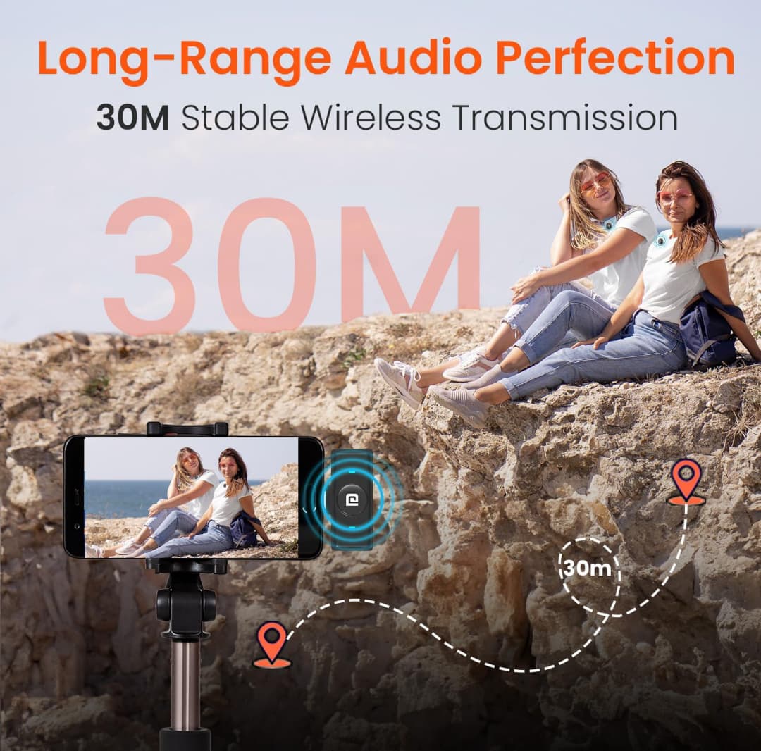 Dual Wireless Lapel Microphone with ENC Noise Cancellation, 30M Range, Digital Display & Charging Case