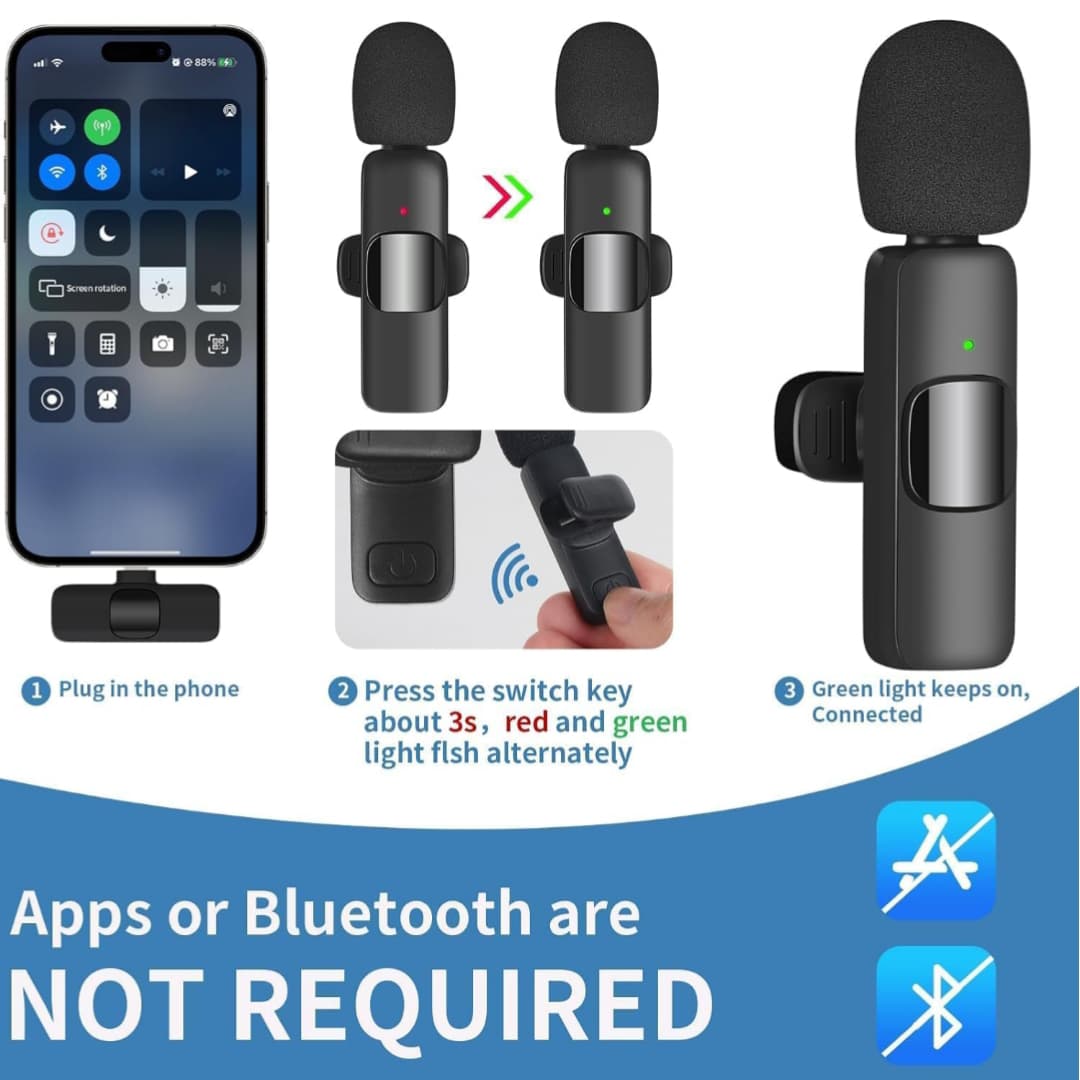 Dual Wireless Bluetooth Collar Microphone