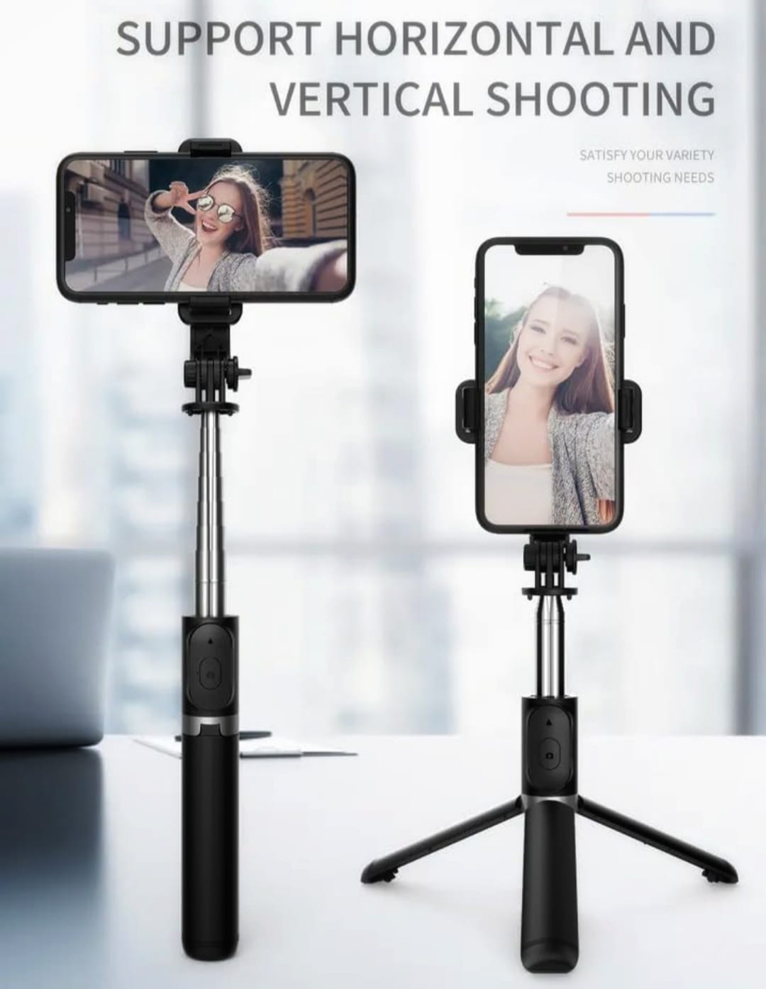 Q07 Extendable Selfie Stick with Wireless Remote and Tripod
