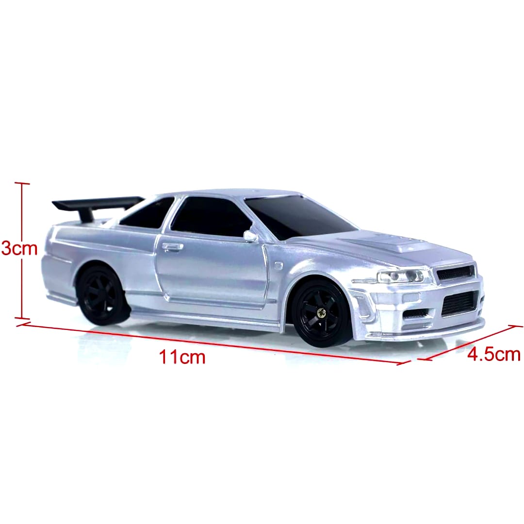 1:43 RC Drift Nissan GT-R R34 (Silver)