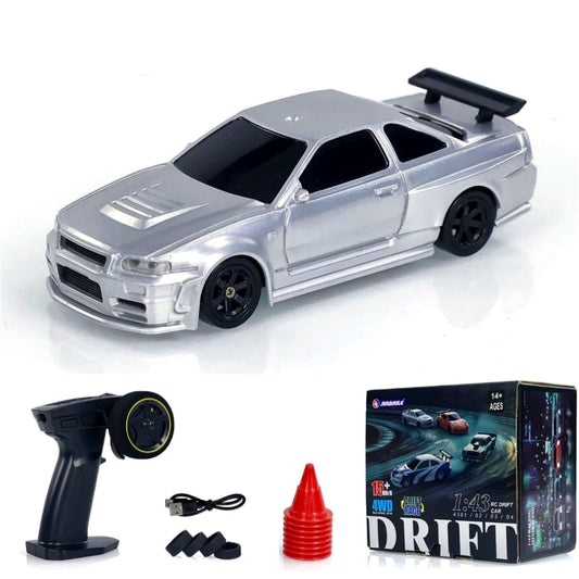 1:43 RC Drift Nissan GT-R R34 (Silver)