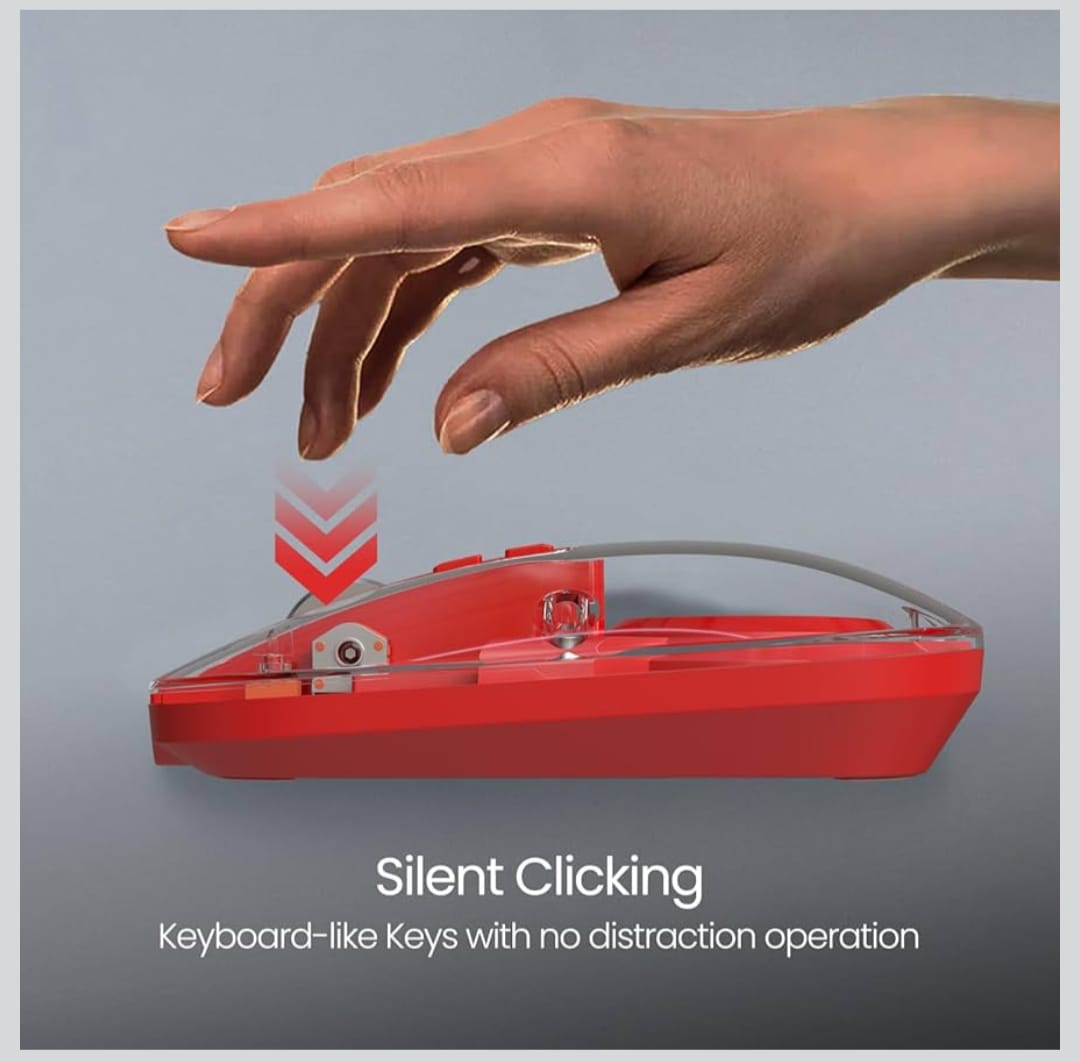 Transparent Wireless Bluetooth Mouse with Dual Connectivity & Rechargeable Battery