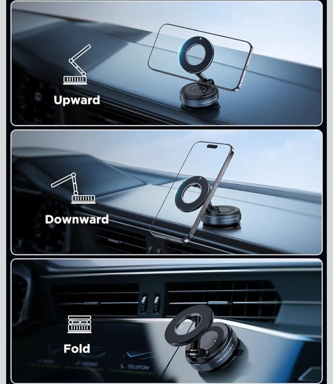 Vacuum Magnetic Foldable Mobile Holder (360° Rotatable)