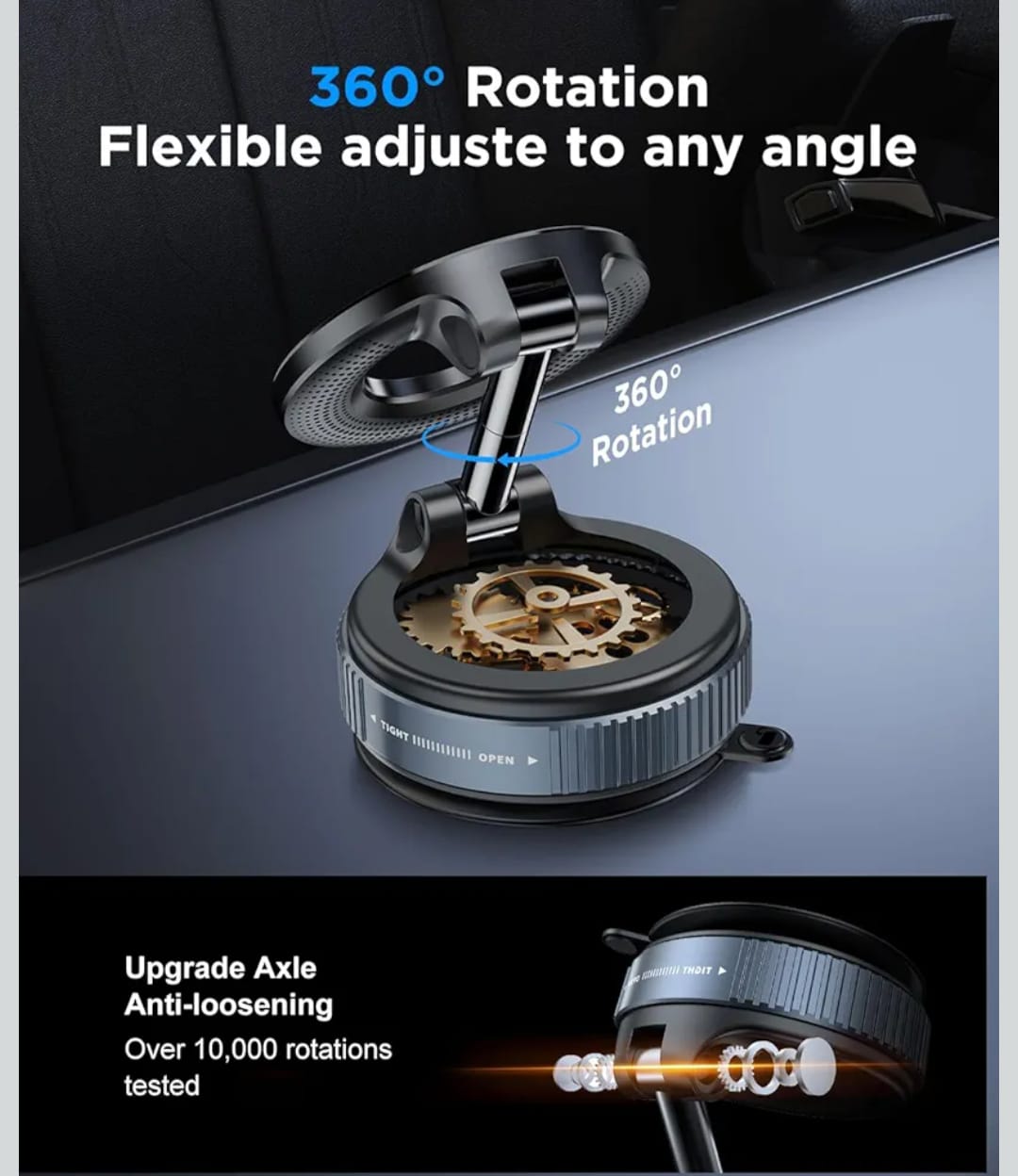 Vacuum Magnetic Foldable Mobile Holder (360° Rotatable)