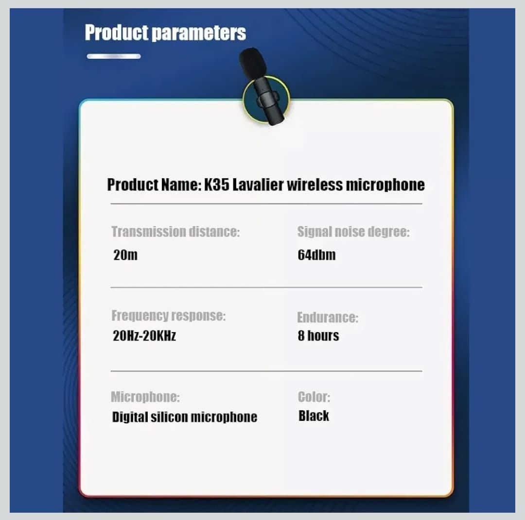 K-35 Wireless Collar Microphone | Plug & Play | Noise Reduction