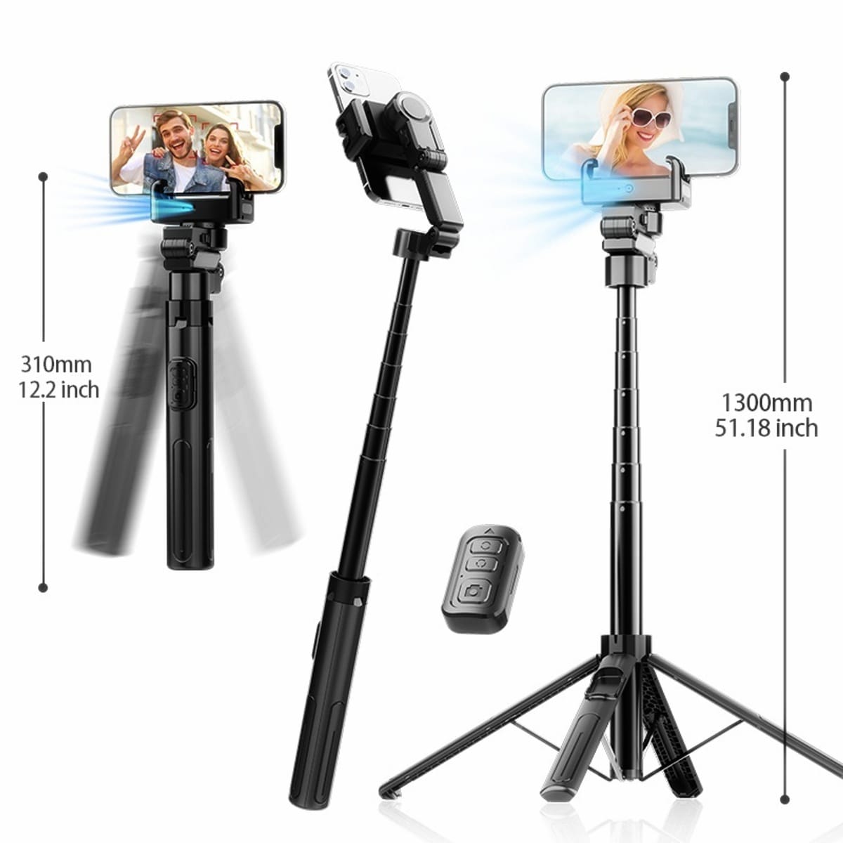 C16 AI Tracking Selfie Stick Tripod with Gimbal Stabilizer