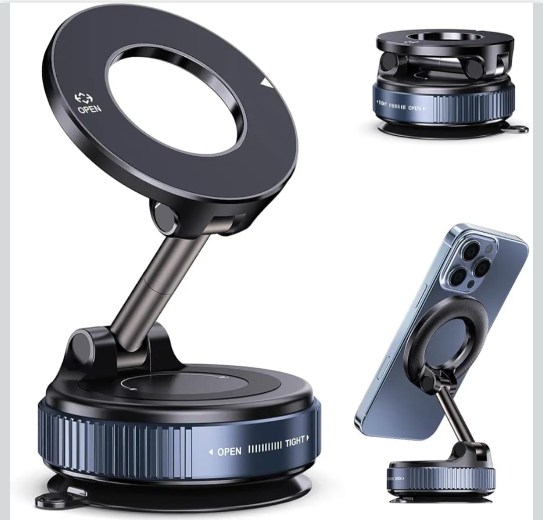 Vacuum Magnetic Foldable Mobile Holder (360° Rotatable)